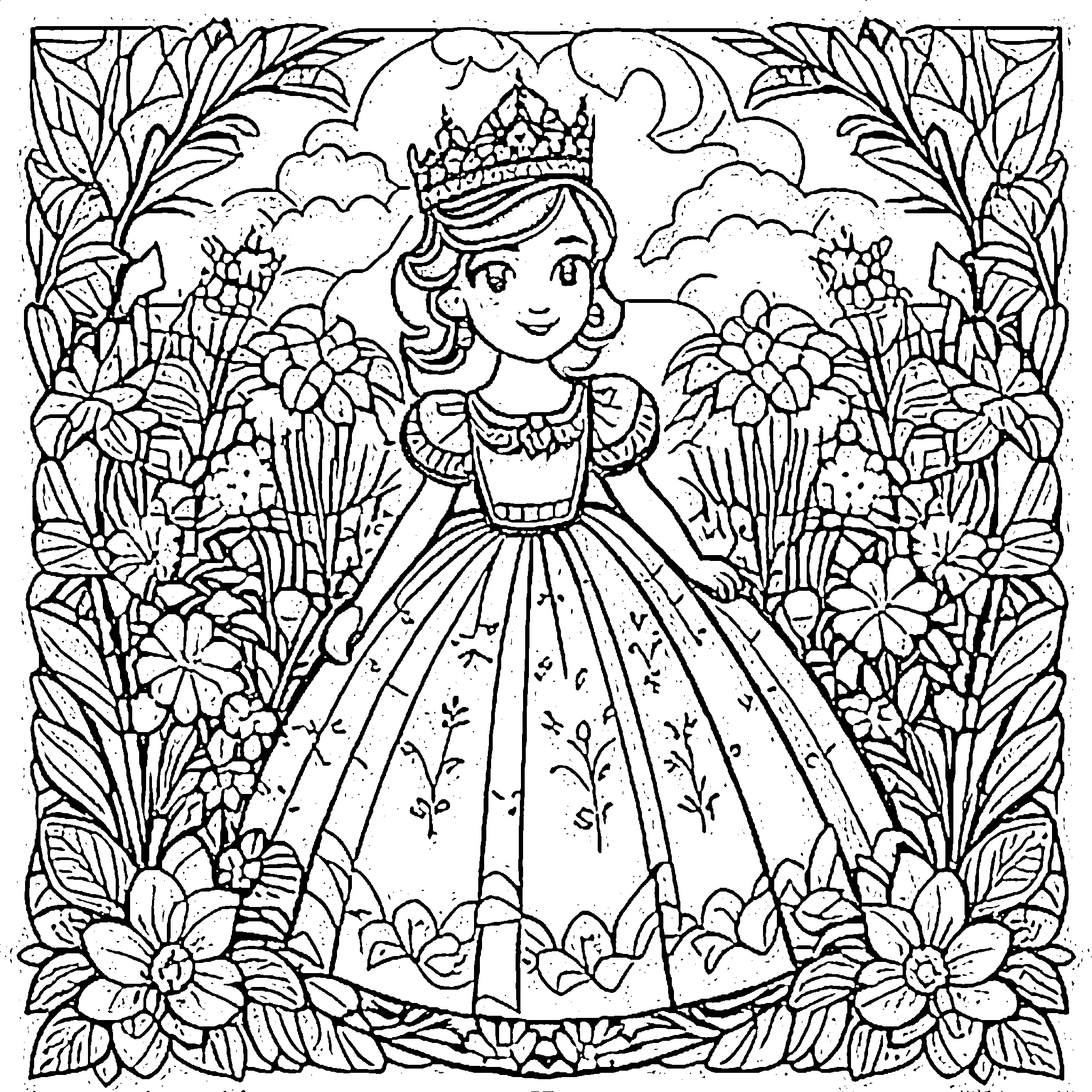 gambar princess di taman bunga